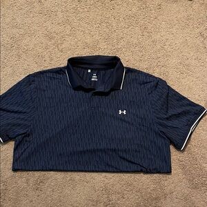 Under Armour Navy Blue Short Sleeve Polo with White Logo
